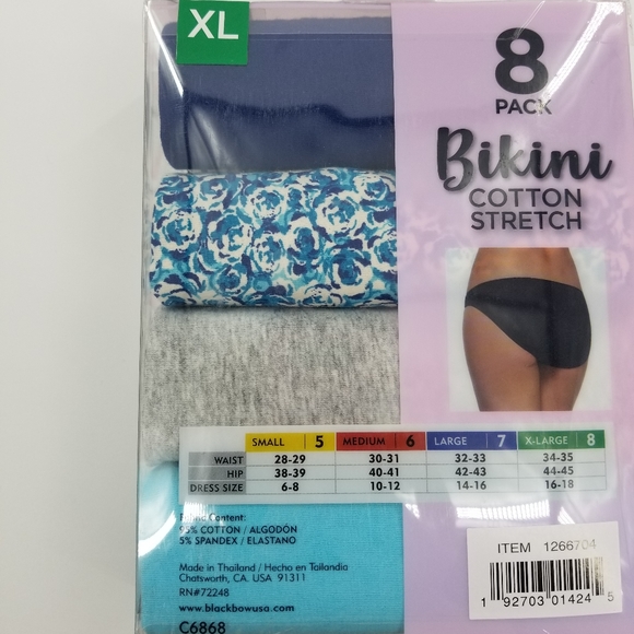 Black Bow Bikini Tagless Panty 8 Pack NWT - Picture 8 of 8
